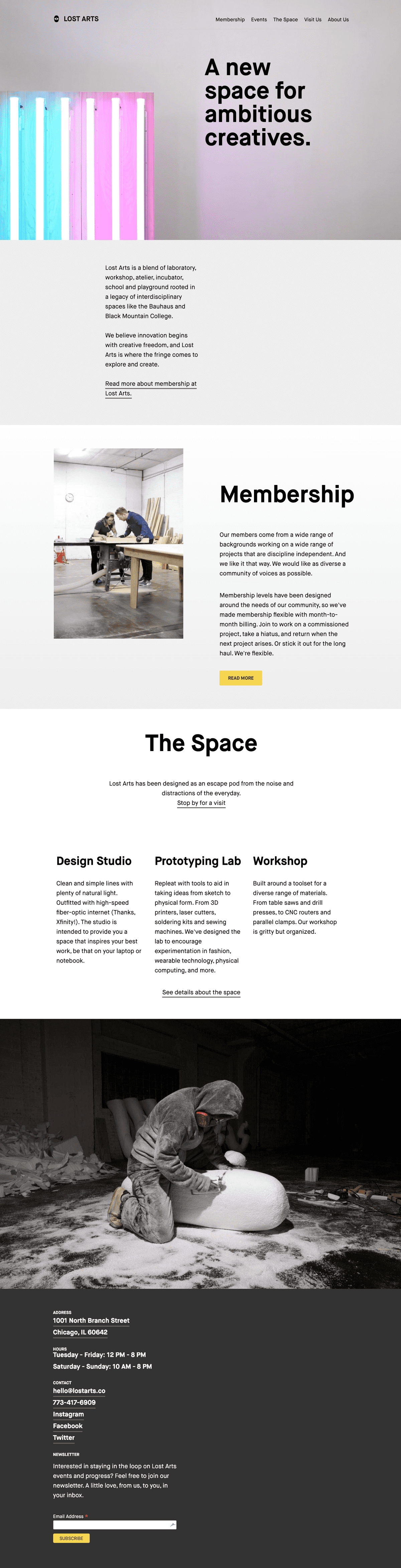 The Lost Arts homepage during the second iteration